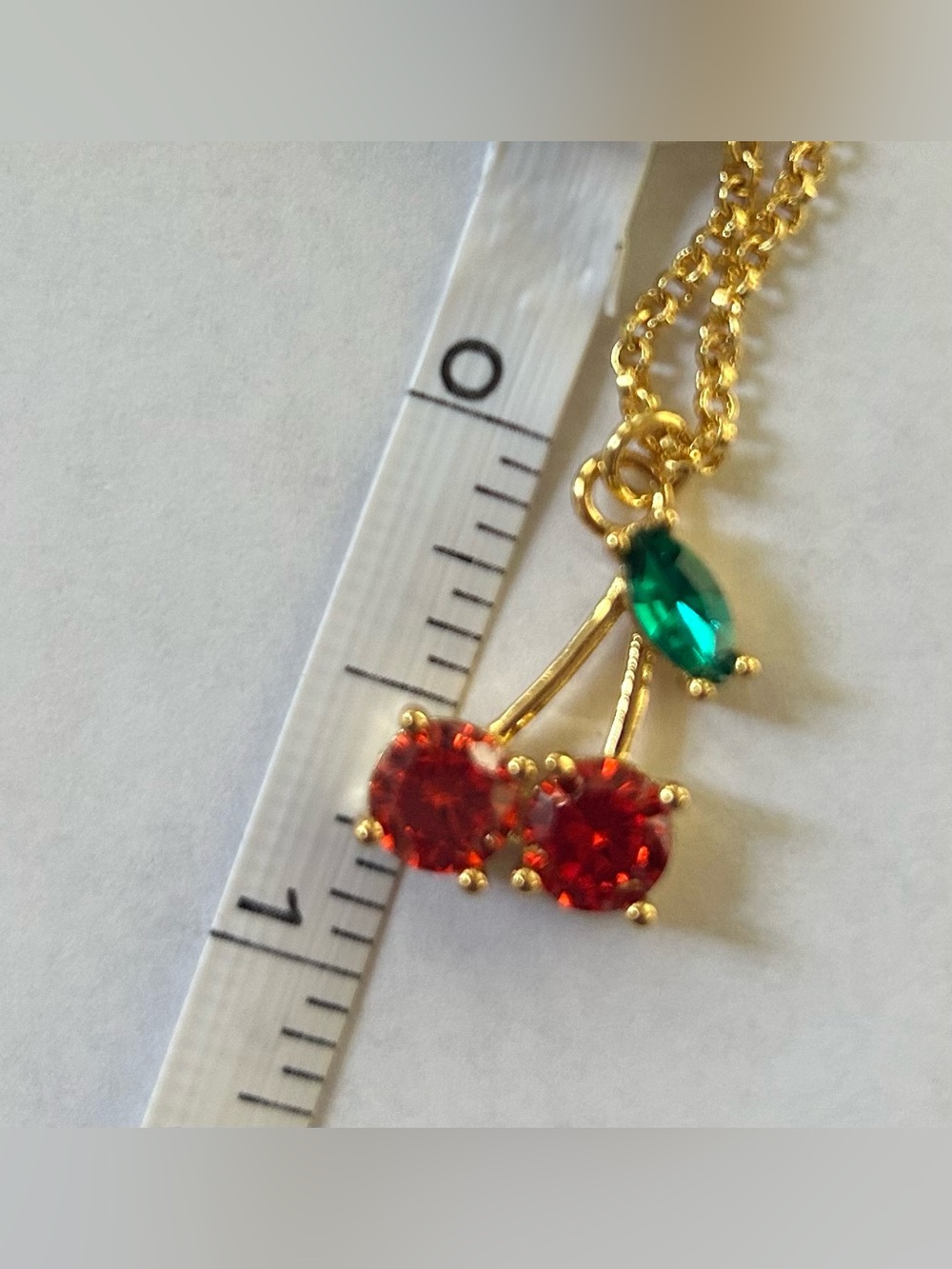 KATE SPADE Ma Cherie Cherry Mini Pendant Necklace Red Gold Crystal NWT - Picture 5 of 8